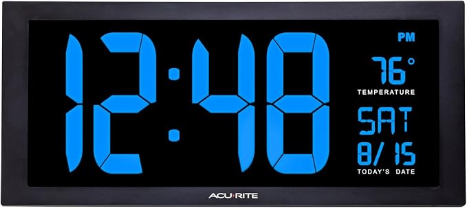 AcuRite Digital Clock, 18-Inch / Blue