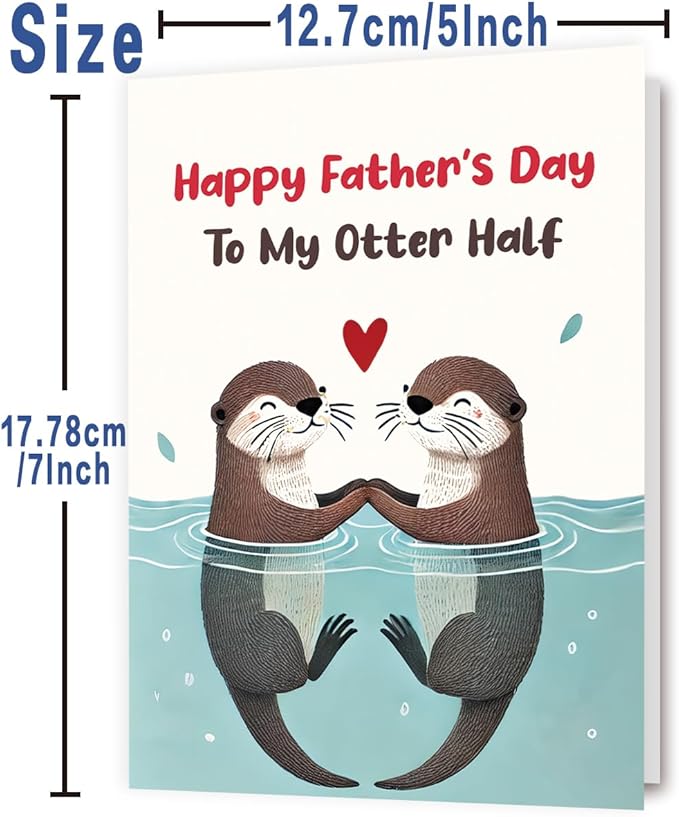 Otter Fathers Day Card Gifts for Husband Boyfriend from Wife Girlfriend, Personalized Double-Sided, Minimalist Premium Design, Perfect Father's Day Decoration Ideas