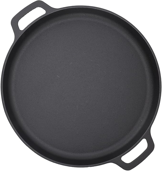 Cast Iron Pan Cast Iron Pancake Flat Skillet 35cm Thickened Stick Frying Pan for Uniform Heating Uncoated Design Ideal for Pancakes Crepes Tortillas Easy to Store (35cm)