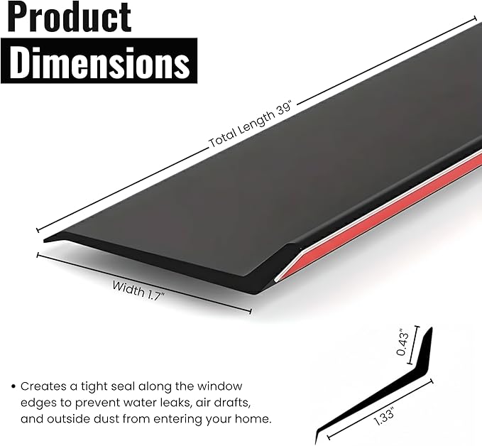 Waterproof Window Weather Bar-Self-Adhesive 135° Angle Seal for Rain Protection-Prevents Leakage for Sliding Doors and Windows (39 Inch (2))