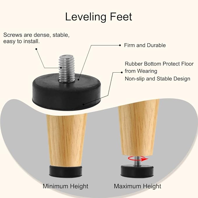 uxcell M10 x 15 x 43mm Leveling Feet Adjustable Leveler Floor Protector Round Base for Furniture Chair Table Leg 24 Pack
