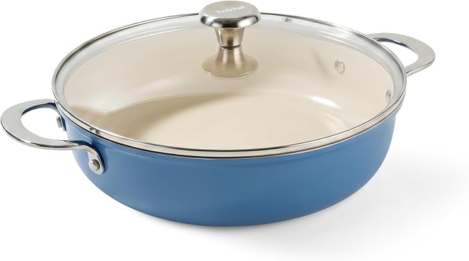 Redchef Stock Pot with Lid, Ceramic Soup Pot 4 Quart, Nonstick Stockpot Fits All Stoves, Induction Cooking Pot for Stews, Even Heating, Stay Cool Handle, Oven/Dishwasher Safe, PFAS Free (Blue)