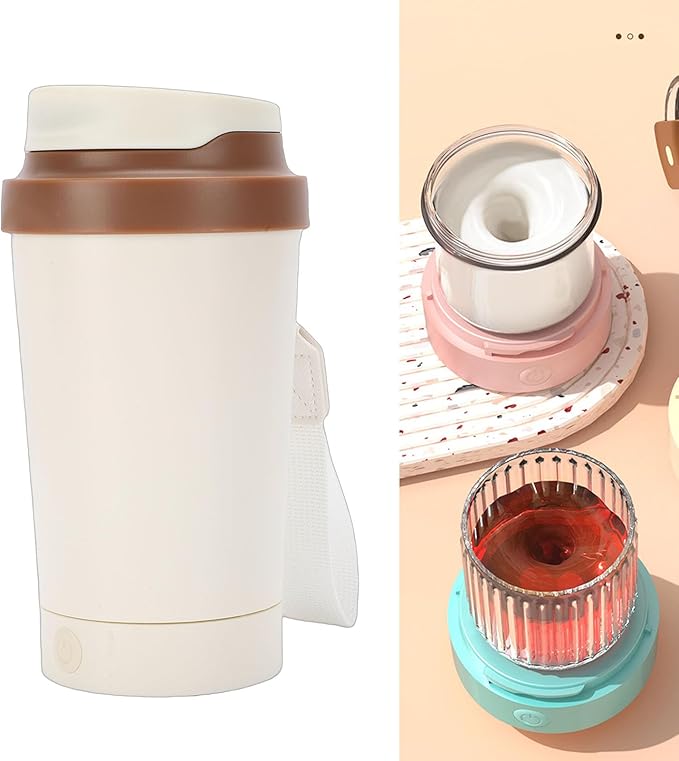 Self Stirring Coffee Mug with Lid, Magnetic Electric Auto Mixing Stainless Steel Cup for Coffee, Milk, Cocoa, Beverages, Travel Auto Stir Coffee Cup, Detachable