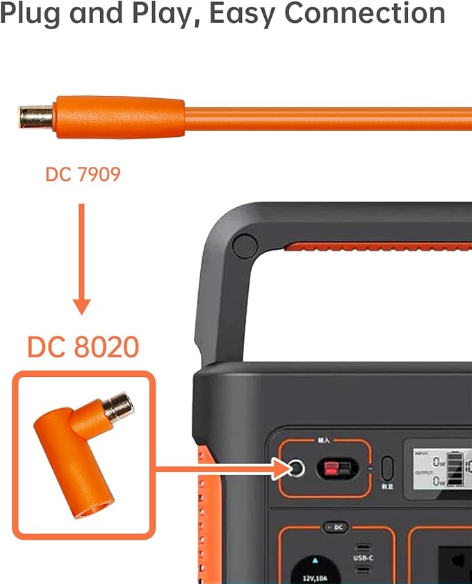 DC 7909 to DC 8020 Adapter 90-Degree Right Angle Connectors, Compatible with Jackery Explorer 1000 V2 /600 Plus/1000 Pro/1000 Plus/1500 Pro/2000 Pro/2000 Plus/3000 Pro Solar Power Station