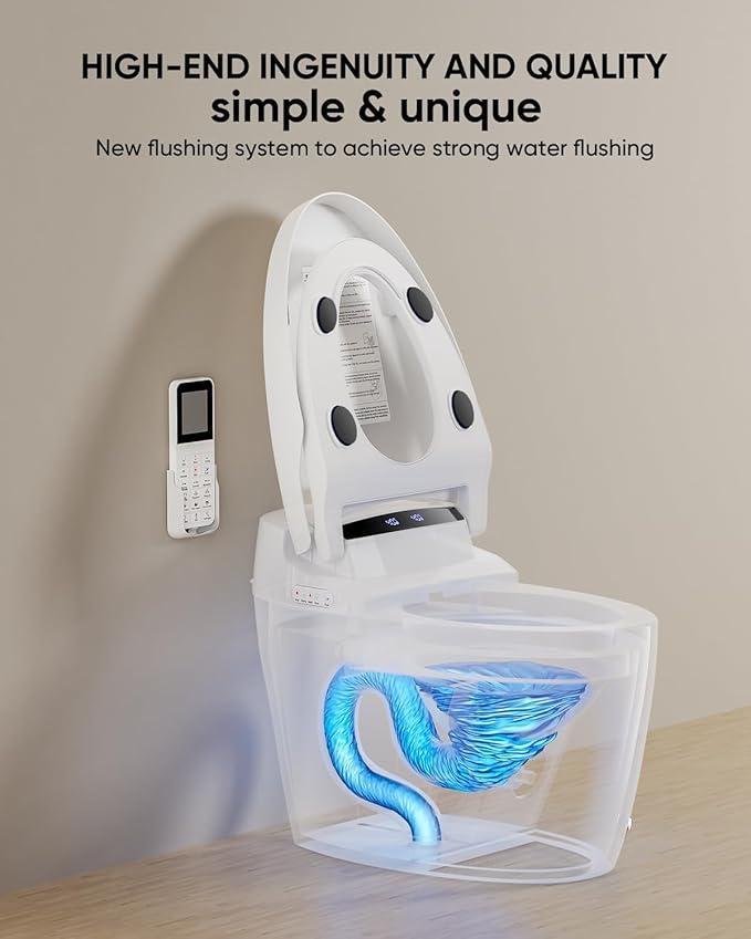 Smart Toilet with Bidet Built In with Warm Water Sprayer and Dryer, Foot Sensor Operation,Heated Seat with LED Display for Bathroom,One Piece Bidet Toilet with Auto Dual Flush (WHITE L11 PRO)