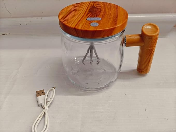Self Stirring Coffee Mug, Glass Electric Self Mixing Cup with Lid & Handle, 400ml Auto Self Stirring Cup to Stir Coffee, Mixed Milk, Powder (400 ml)