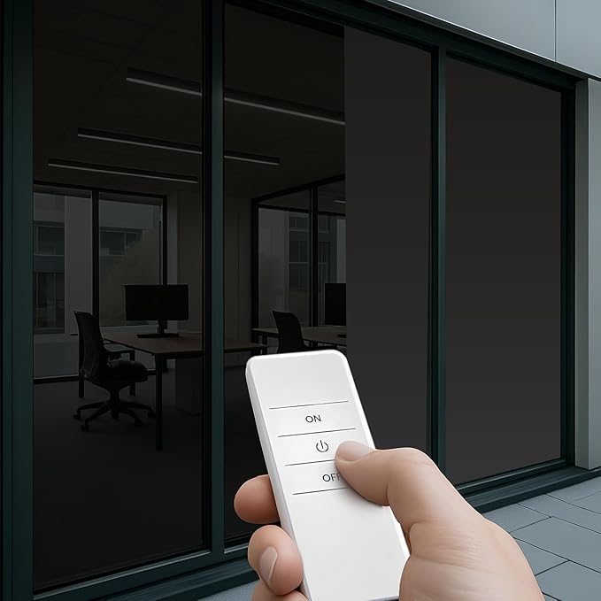 (39.5” x 59.5”) Window Privacy Film | PDLC Switchable, Window Film | Smart Film for Windows and Home Office Window | Adhesive Privacy Film | Heat Insulation UV Blocking–Clear to Black Opaque