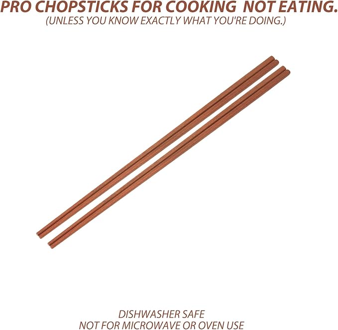 Donxote Wooden Noodles Kitchen Cooking Frying Chopsticks 16.5 Inches Brown Extra Long Set of 2 Pairs