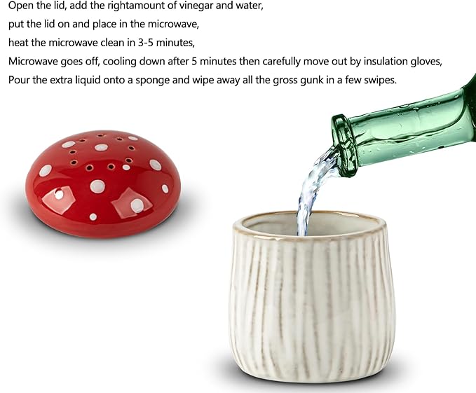 dgudgu Mushroom Microwave Cleaner Steam Ceramic Oven Cleaner Microwave Steam Cleaner Red Kitchen Microwave Cleaning