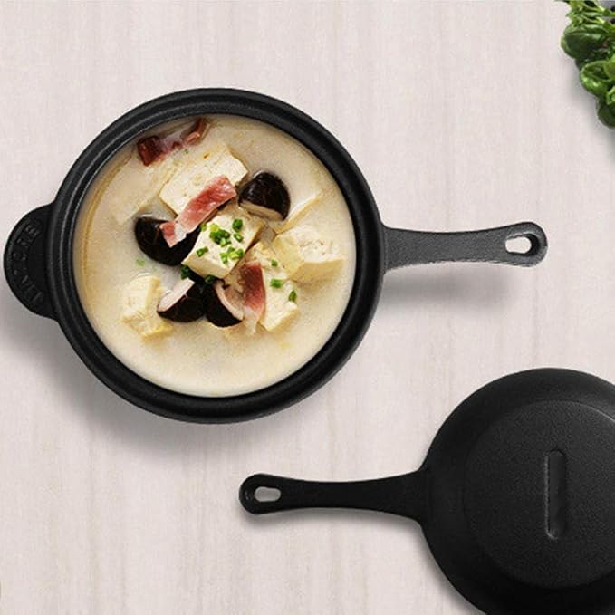 Kitchen Pots and Pans Saucepan Set Cast Iron Include Dutch Oven and Frying Pan,Milk Pan with Double Side Handles,for Outdoor BBQ Or Indoor Stove/Oven Frying Pa,Red