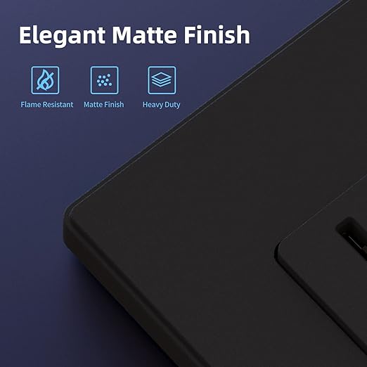 ELEGRP Matte Black Tamper Resistant Decorator Wall Receptacle Outlet, 15A 125V Electrical Outlet, Residential Grade, Self-grounding, Screwless Wall Plate Included, UL Listed, 10 Pack
