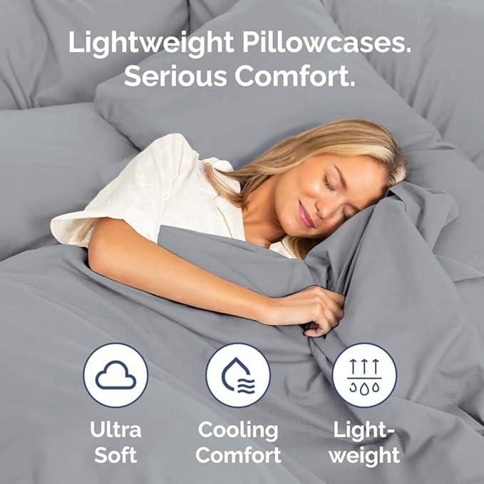 King Standard Pillow Cases Set of 4 - Soft Hotel Quality Pillowcase Covers - Comfy Bedding for Women, Men, Kids & Teens - Machine Washable Pillow Protectors - 4 Piece Set - King Standard Steel Blue