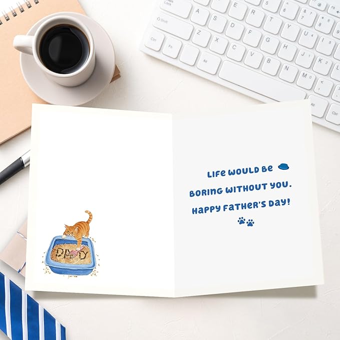 FANCYLUCKY Funny Cat Dad Fathers Day Card, Cat Dad Gifts For Men, Cute Father's Day Card Gifts from Cat