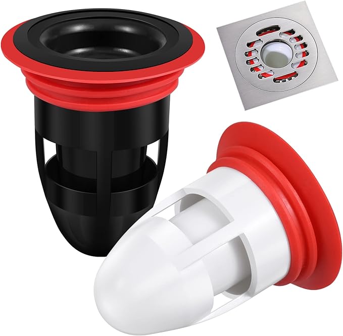 IMIKEYA Odor-Proof Shower Drain Plug, 2Pcs Shower Floor Drain Tub Hair Catcher Backflow Preventer Sewer Core Anti-Odor Plug for Kitchen Bathroom, Fits 1.5''-2'' ID Sewers, and Pipes