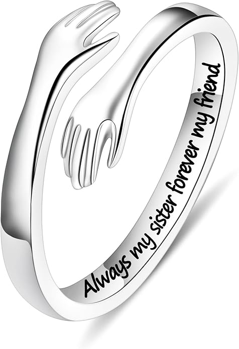 Yesteel Mothers Day Gifts - S925 Sterling Silver Hug Ring for Women Teen Girls, Adjustable Ring Jewelry Mothers Day Birthday Gifts for Daughters Mom Sister Wife Friends Grandma