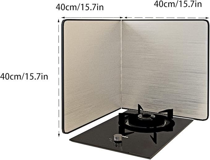 Cooking Splash Guards, Stainless Steel Oil Splatter Guard, Stove Splash Guard, Folding Splash Shield Panel, Non-Stick 3 Sided Splatter Guard, for Gas Stoves and Frying Pa,40x40cm