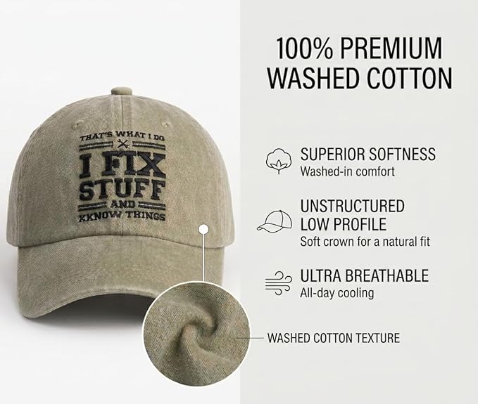 Cotton Baseball Cap Adjustable Mens Gifts Ideas for Birthday