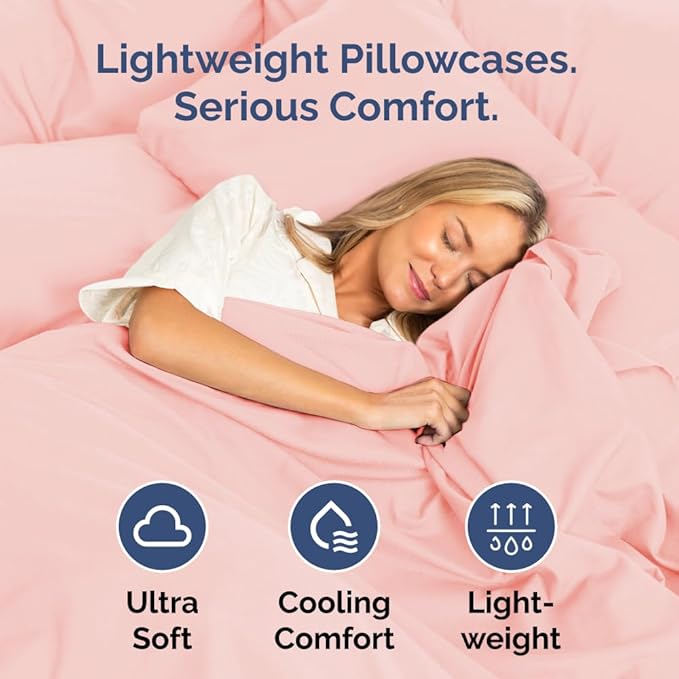 King Standard Pillow Cases Set of 2 - Ultra-Soft Hotel Quality Pillowcase Covers - Comfy, Cozy & Fade Free - Wrinkle Resistant - Machine Washable Pillow Protectors - 2 Piece Set - Baby Pink