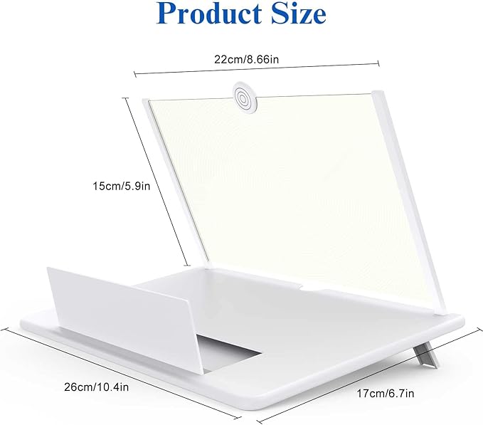 12" Screen Magnifier for Cell Phone,Fanlory 3D HD Magnifying Projector Screen Enlarger for Movies, Videos and Gaming, Foldable Phone Stand with Screen Amplifier,Gifts for Mom Dad & Family