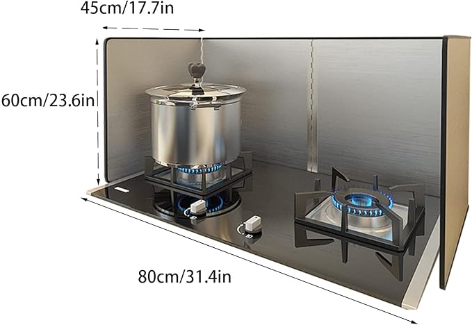 Cooking Splash Guards, Stainless Steel Oil Splatter Guard, Stove Splash Guard, Folding Splash Shield Panel, Non-Stick 3 Sided Splatter Guard, for Gas Stoves and Frying Pa,60x80x45cm
