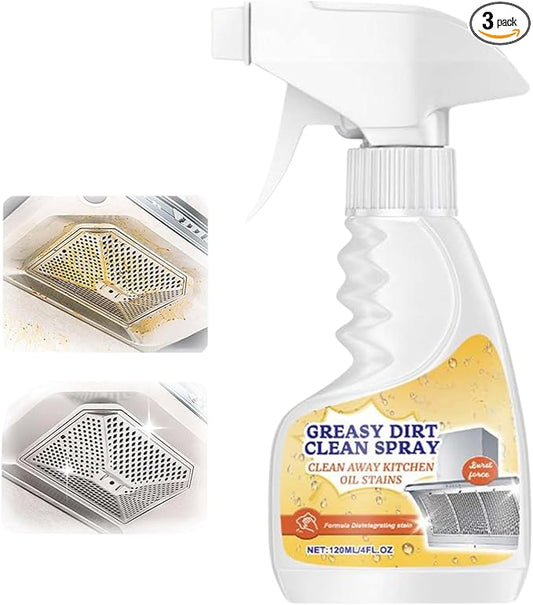 120ml Kitchen Degreaser Spray Cleaner All Purpose, Heavy Duty Grease Cleaner for Gas Stove, Range Hood, Air Fryer, BBQ Grill, Cookware & Countertop Cleaner, Cleaning Supplies for Housekeeping, 3 Pack