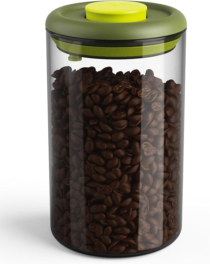 Airtight Coffee Canister – One-Way CO₂ Valve, UV Protection, 3X Thicker Glass, Coffee Bean Storage Container for Ground Coffee & Tea, 40.6 fl oz, for 1 lb Beans