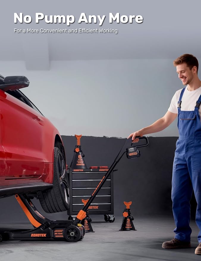 3 Ton Electric Floor Jack, Low Profile Jack for Quickly Car Lift, Hydraulic Service Jack, 6000 lbs Capacity. Lifting Range 3-3/8" to 24-1/4"