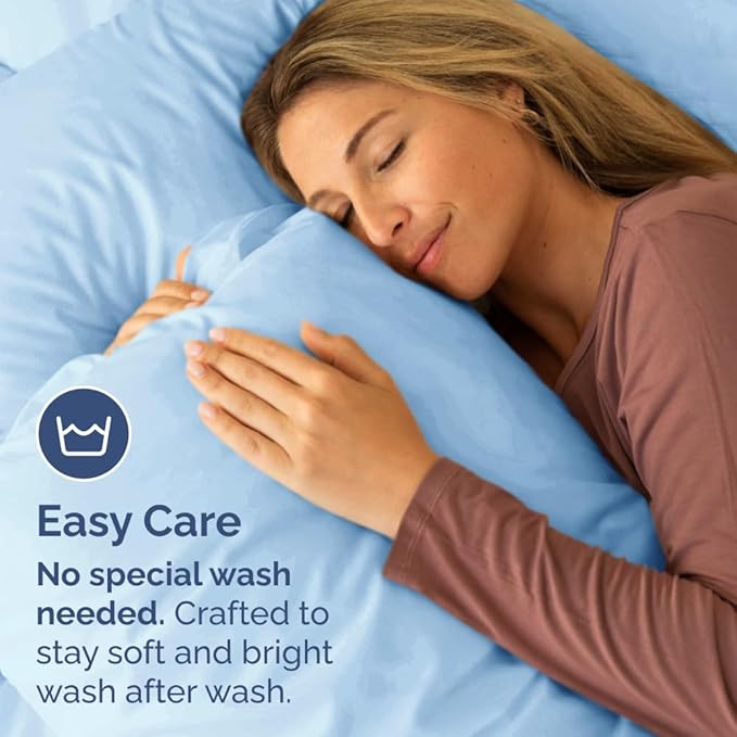 Body Pillowcases Set of 4-20x54 Long Body Pillow Case - Soft Body Pillow Cover for Sleeping & Side Sleepers - Comfy, Breathable & Fade Free - Machine Washable w/Envelope Enclosure - (Light Blue)