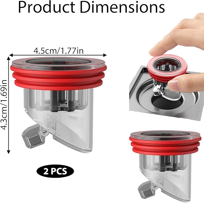 3PCS Shower Floor Drain Backflow Preventer, Backflow Preventer with Magnetic Closure Valve, Hair Catcher, and Silicone Reducer Ring, Fits 1.7''-3.9'' Id Drains, Sewers, and Pipes