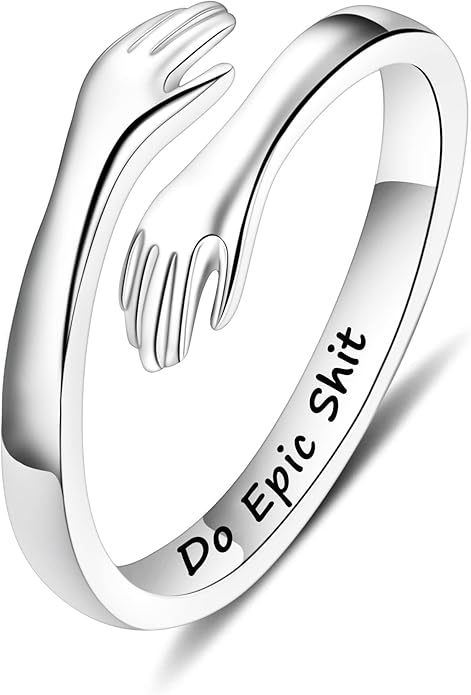 Yesteel Mothers Day Gifts - S925 Sterling Silver Hug Ring for Women Teen Girls, Adjustable Ring Jewelry Mothers Day Birthday Gifts for Daughters Mom Sister Wife Friends Grandma