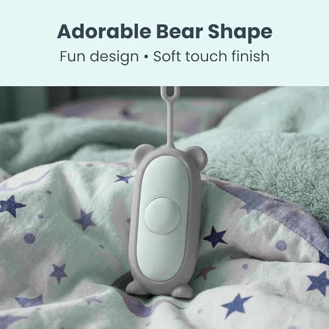 Glowco CalmCarry Mini Bear Kids Sleep Aid Device – Handheld Microcurrent Relaxation Tool, Supports Calm, Focus & Gentle Relief, USB Rechargeable, Portable Wellness Device for Children (Gray)