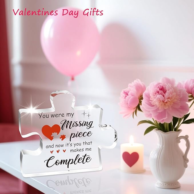 Gifts for Her, Him, Birthday Gifts for Girlfriend, Boyfriend - Puzzle Acrylic Plaque 3.9 x 3.3”, Wedding Anniversary Christmas Valentines Day Gifts for Wife Husband Couple, I Love You Gifts
