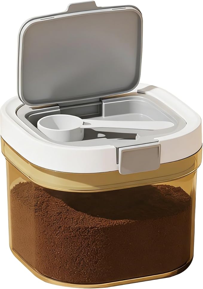 Airtight Coffee Canister-27oz Sugar and Dry Food Container BPA Free with Spoon and Layered Storage for Grounds Coffee, Beans, Tea, Sugar, Flour, Cereal,Formula