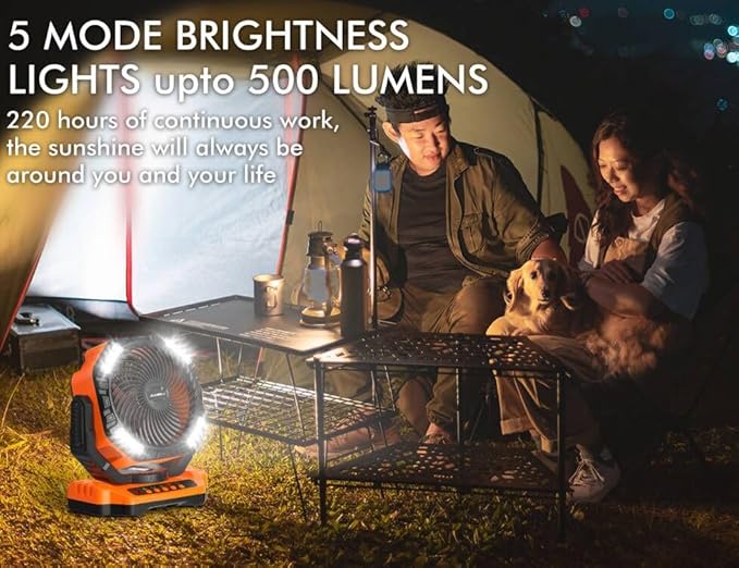 40000mAh Battery Operated Camping Fan, Rechargeable Fan High Velocity, Portable Fan With Remote & Timer - Battery Powered Fan for Car Travel RV Camping Gear Hurricane Emergency Power Outage Essentials
