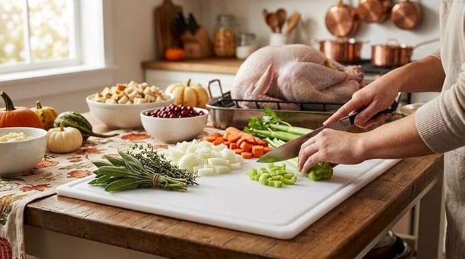 FARBERWARE Extra-Large Plastic Cutting Board, 15x20 Inch Dishwasher-Safe Chopping Board with Juice Groove, Non-Slip Surface, Durable, White