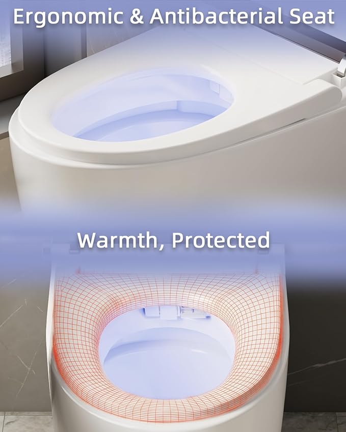 TOTTE Luxury Smart Toilet with Bidet, Hands-Free with Auto Open/Close Lid & Self-Cleaning Bowl | Adaptive Warm Water Wash & Heated Seat, Built-in Aroma, One-Piece Elongated Design