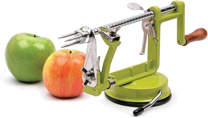 RSVP International Green Apple Slicer, Corer, & Peeler | Suctions to Countertop | Cuts Perfect .25" Slices | Durable & Strong