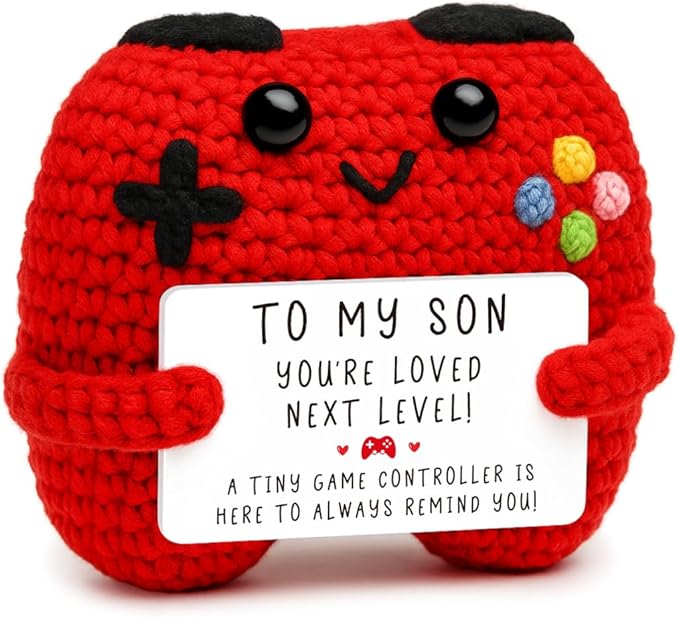 Crochet Game Controller Son Graduation Gifts from Mom Dad, Mothers Day Birthday Fathers Day Graduation Gifts for Son, Cute Handmade Crochet Game Controller Decor, Boy Room Decor for Bonus Son