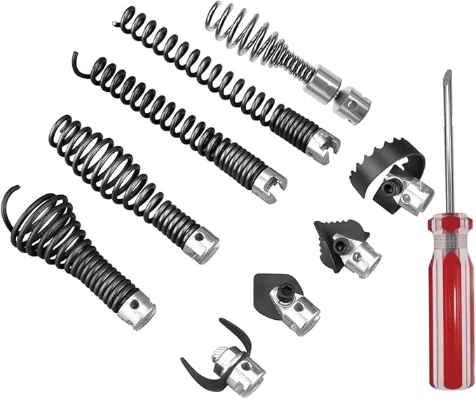 10Pcs Drain Snake Attachment Kit for Heavy-Duty Cables, for RIDGID K-400 C-4 C-6 C-7 C-8 and C-9 Drain Cleaning Machine, for 5/8" 16mm Drain Snake Cable Heads Tips