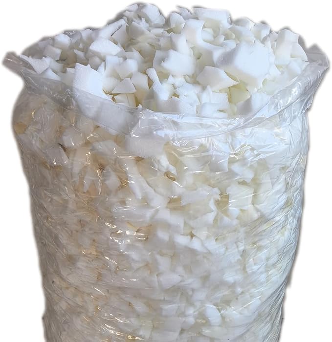 HOXXME 5lbs Shredded Memory Foam Filling or Bean Bag Filler, Premium Beanbag Stuffing/Foam Refill for Pillow, Dog Beds Chairs Cushion, Arts Crafts, Stuffed Animals (White, 5lbs)