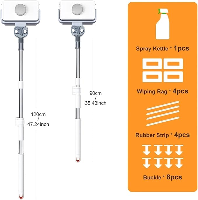 window cleaner tool, Magnetic Home Window Cleaner Brush Double With Telescopic Rod Super For Glass Cleaning Tools,for indoor outdoor(8-35mm With rod)
