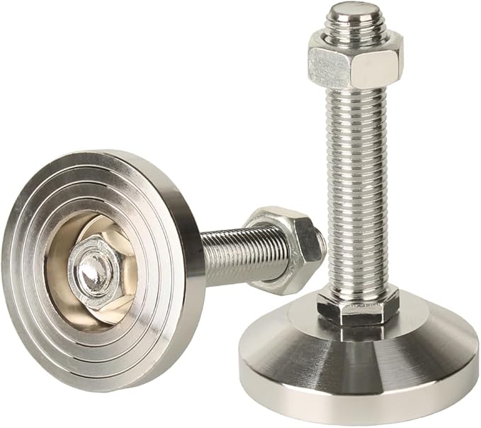Machine Leveling feet, Heavy Duty Leveler Leg 3.15" Dia. Base, Leg Leveler M20 Thread, 4400 Lb Capacity,Capacity for Workbench, Machine, Cabinet (D80xM20x100,2 Pack,Silvery)