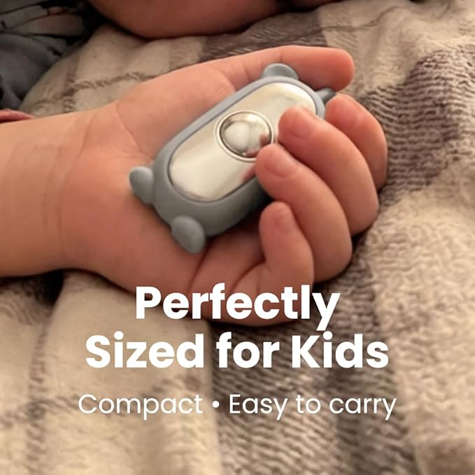 Glowco CalmCarry Mini Bear Kids Sleep Aid Device – Handheld Microcurrent Relaxation Tool, Supports Calm, Focus & Gentle Relief, USB Rechargeable, Portable Wellness Device for Children (Gray)