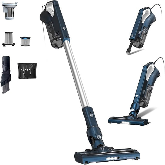 Corded Stick Vacuum Cleaners for Home Converts to Handheld VA002 | Powerful Suction, Dual HEPA Filters, LED Light, 16.7ft Power Cord, One Touch Release Dust Cup For Pet Hair Hard Floor