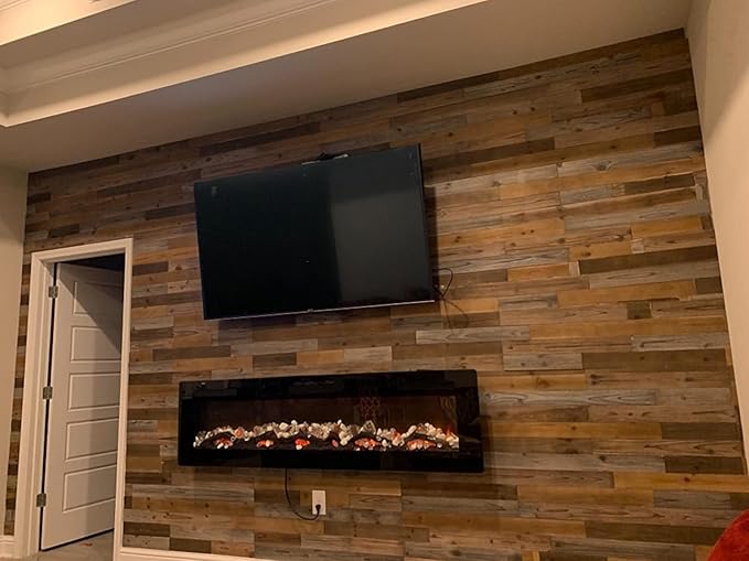 Peel & Stick Real Wood Planks, Rustic Reclaimed Barn Wood Paneling, Brown Gray Combinations, 10.5 sq. ft