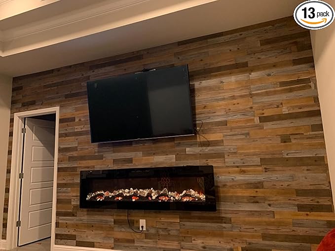 Peel & Stick Wood Wall Panels - Real Solid Planks, Rustic Reclaimed Barn Wood, Brown & Gray Combinations - 3 sq. ft