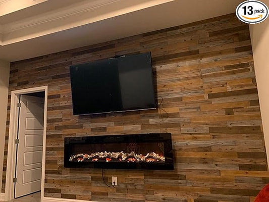 Peel & Stick Wood Wall Panels - Real Solid Planks, Rustic Reclaimed Barn Wood, Brown & Gray Combinations - 3 sq. ft