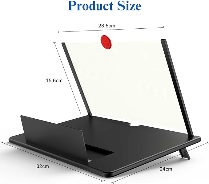 16" Screen Magnifier,3D HD Mobile Phone Magnifier Projector Screen Enlarger for Movies, Videos, and Gaming,Foldable Cell Phone Stand with Screen Amplifier,Gifts for Mom Dad(Black, 16inch)