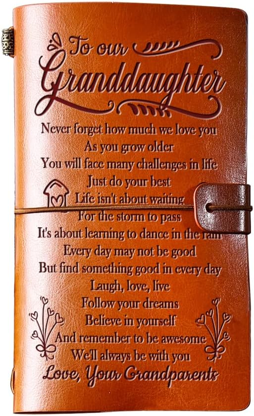 Granddaughter Birthday Gifts from Grandma Grandpa, To My Granddaughter Leather Journal, 140 Page Refillable Journal, Unique Christmas Birthday Gifts for Granddaughter from Grandparents