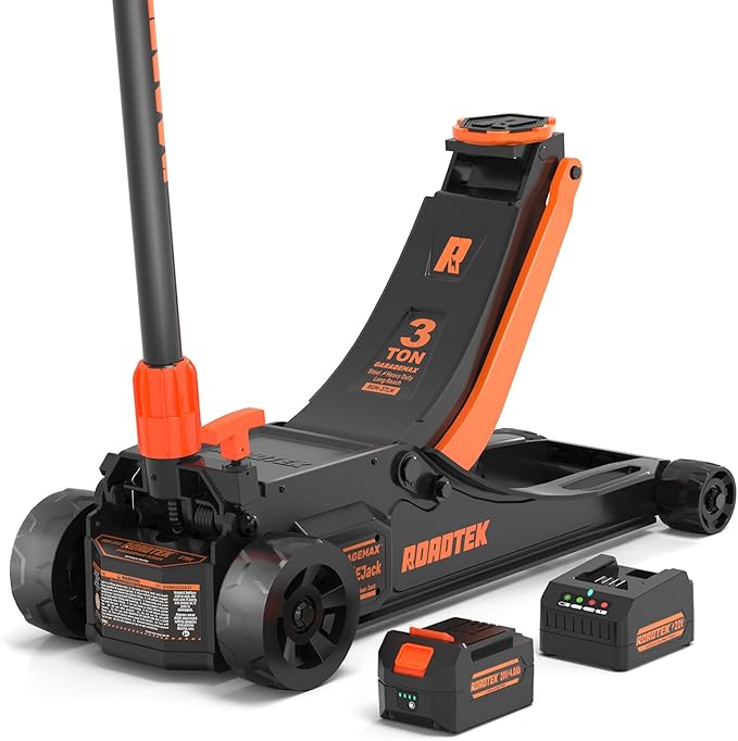 3 Ton Electric Floor Jack, Low Profile Jack for Quickly Car Lift, Hydraulic Service Jack, 6000 lbs Capacity. Lifting Range 3-3/8" to 20"